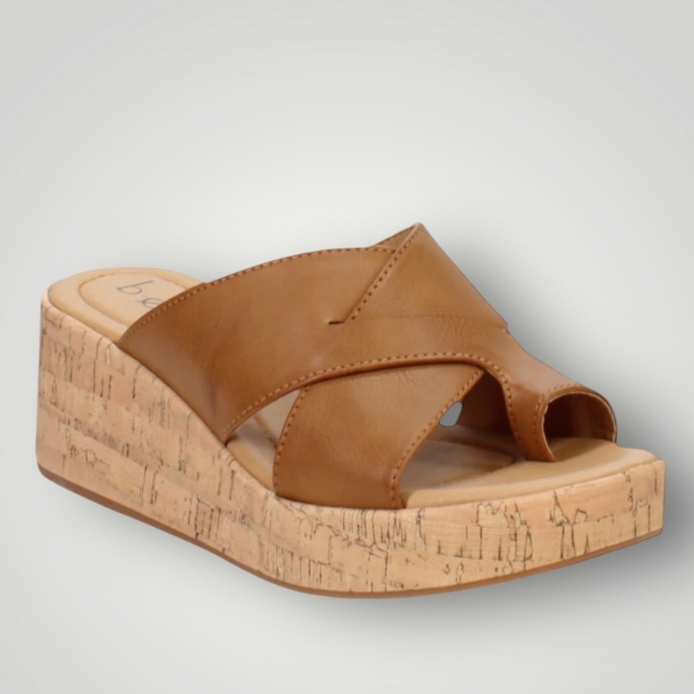 B.o.c. sunny tan faux leather criss cross straps sandal